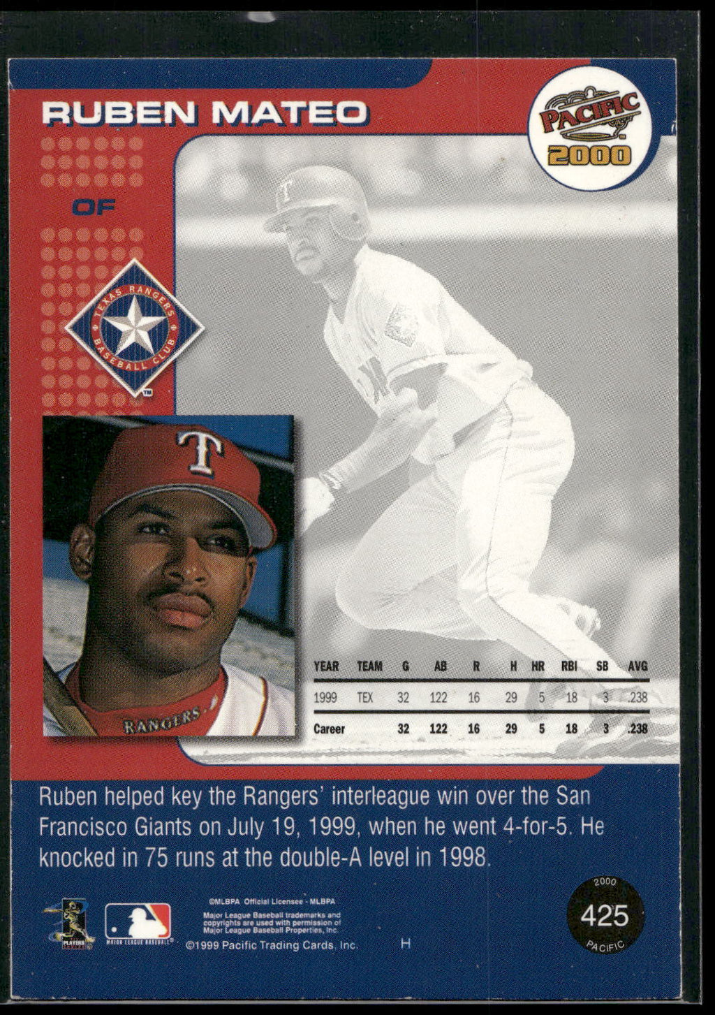 2000 Pacific #425 Ruben Mateo