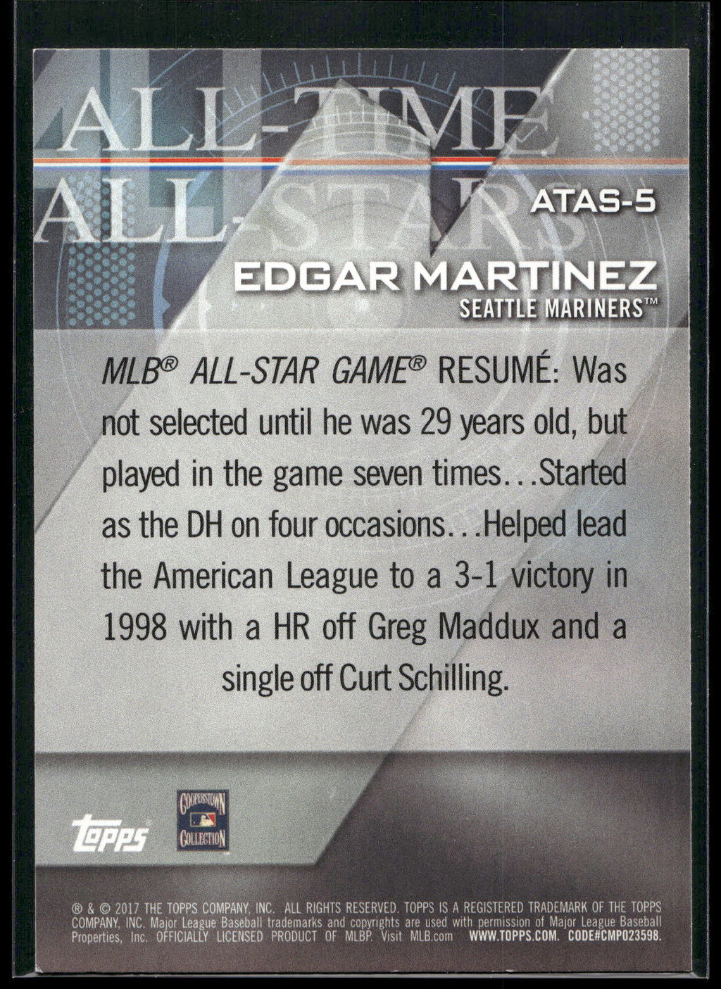 2017 Topps #ATAS-5 Edgar Martinez All-Time All-Stars