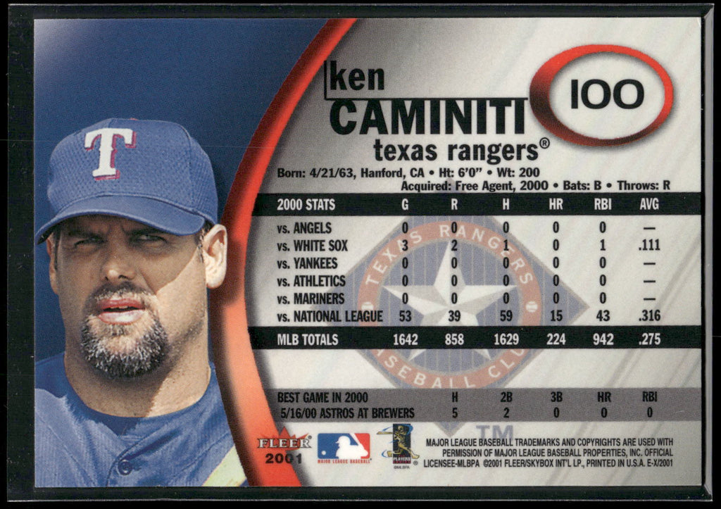 2001 Fleer E-X #100 Ken Caminiti