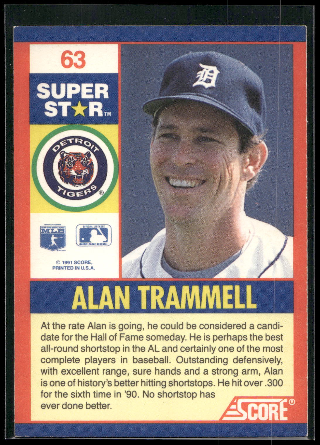 1991 Score 100 Superstars #63 Alan Trammell