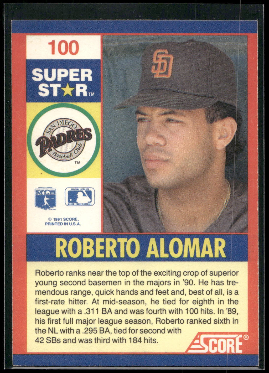 1991 Score 100 Superstars #100 Roberto Alomar