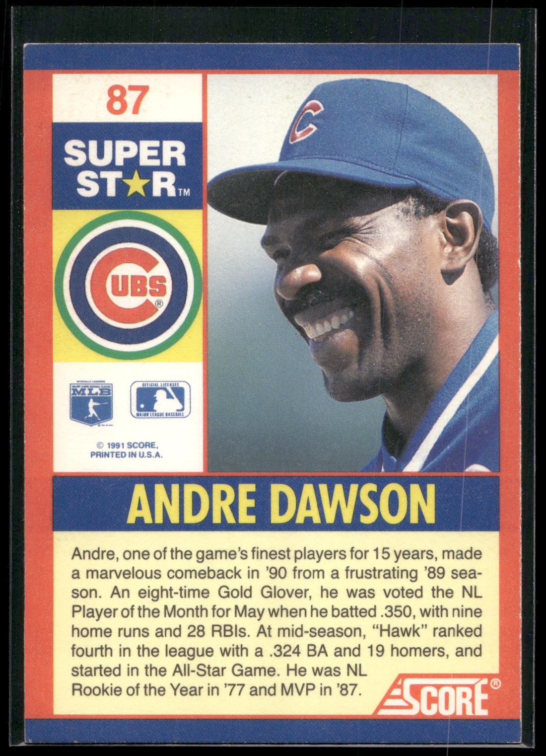 1991 Score 100 Superstars #87 Andre Dawson