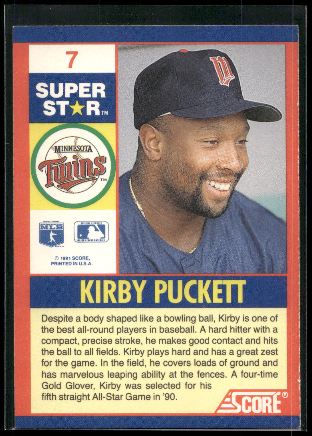 1991 Score 100 Superstars #7 Kirby Puckett