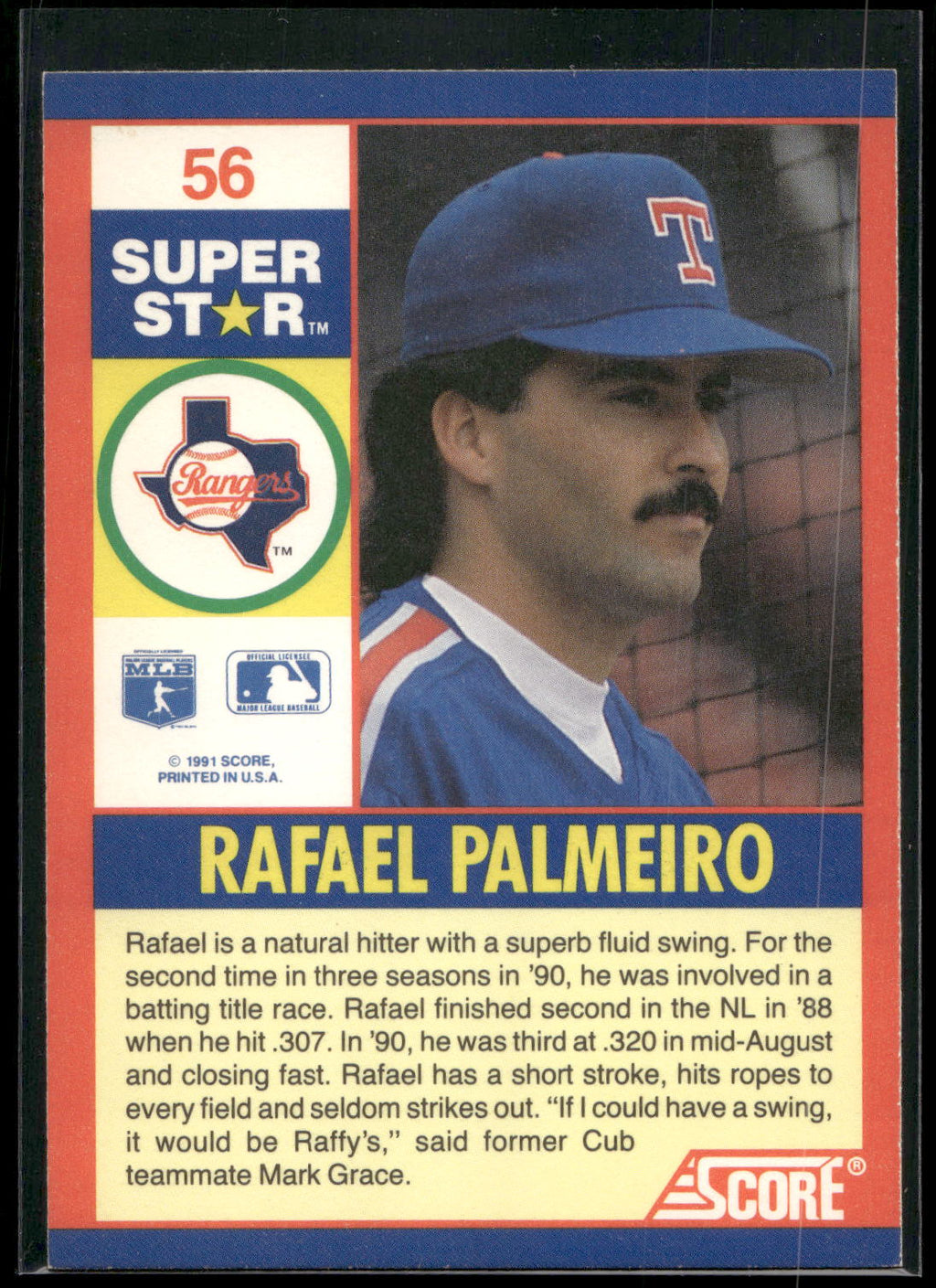 1991 Score 100 Superstars #56 Rafael Palmeiro