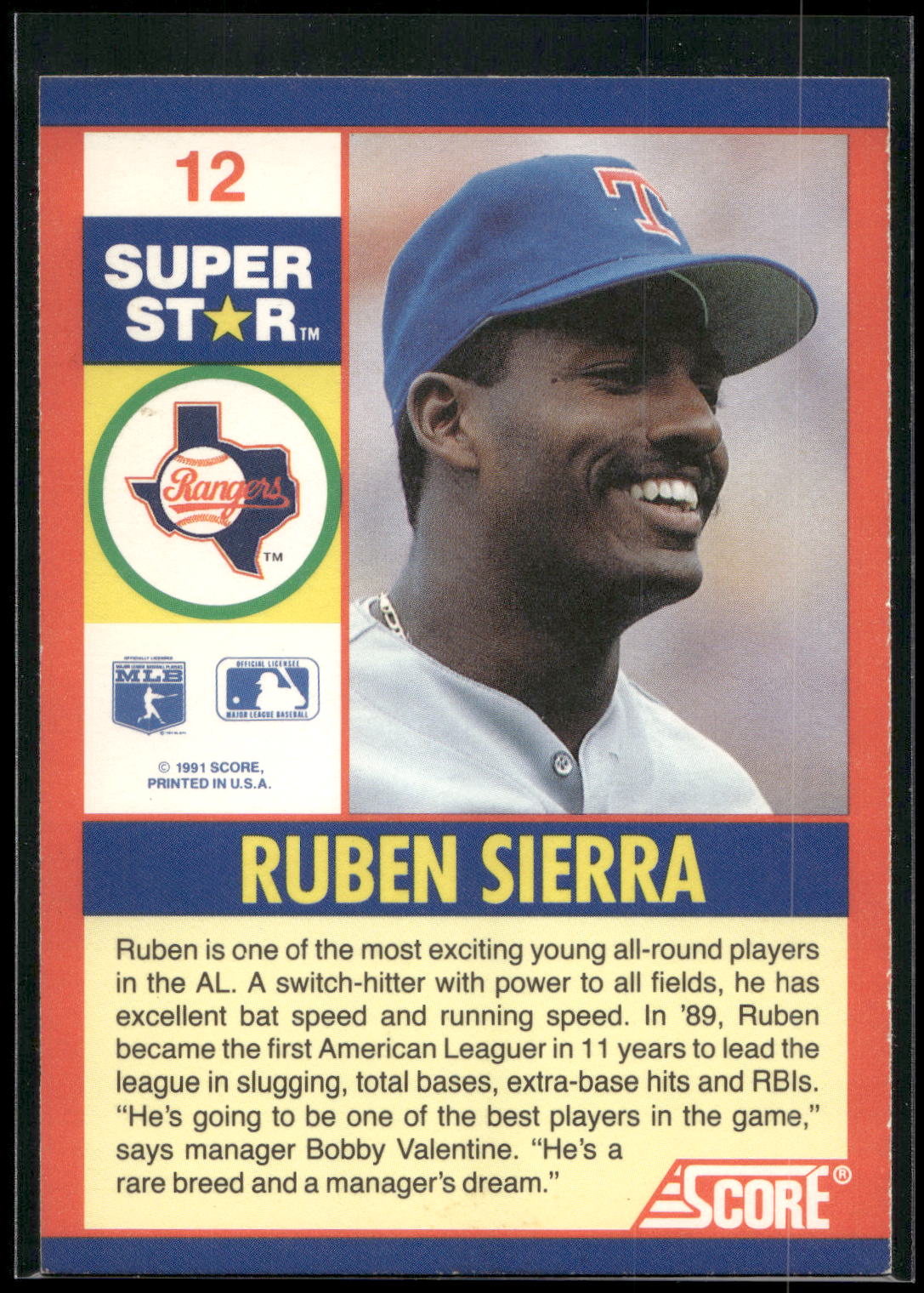1991 Score 100 Superstars #12 Ruben Sierra