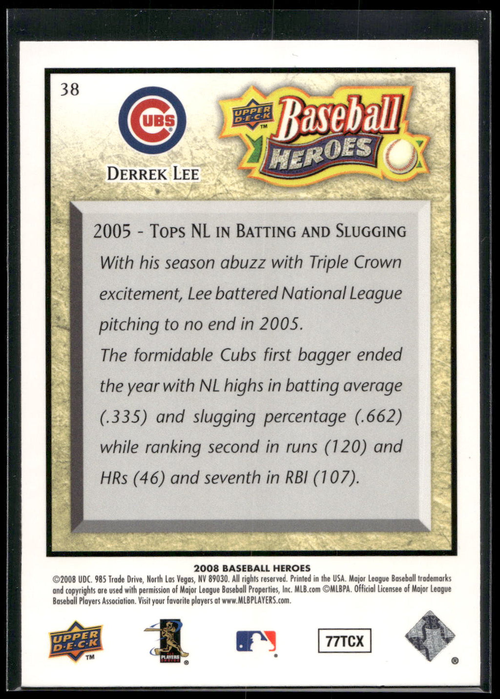 2008 Upper Deck Baseball Heroes #38 Derrek Lee