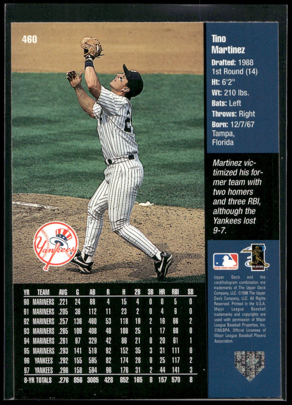 1998 Upper Deck #460 Tino Martinez