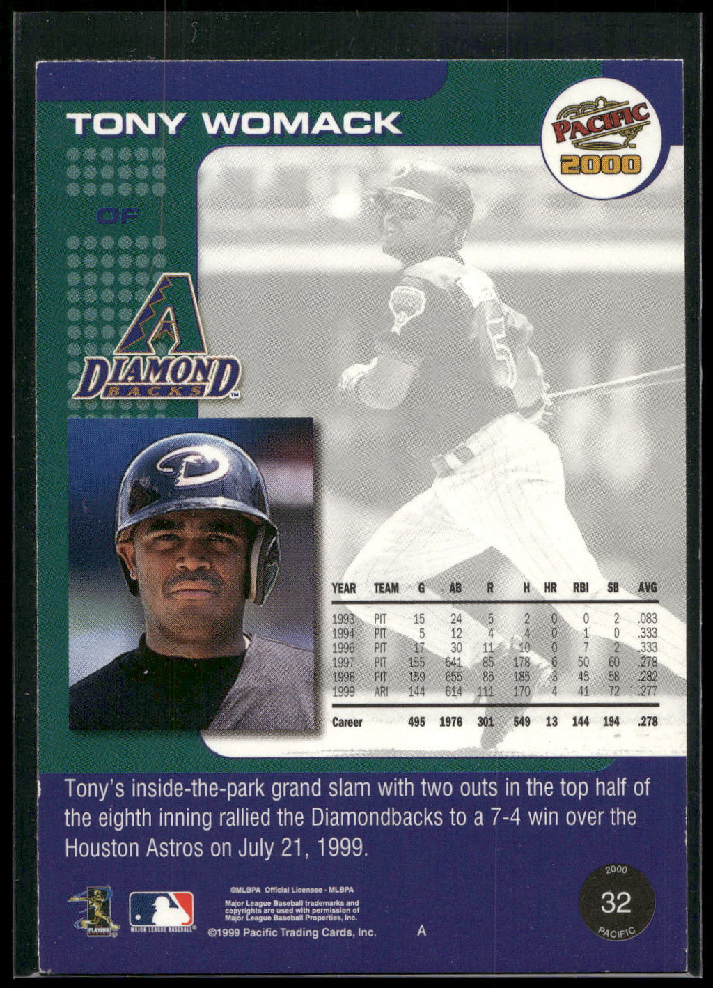2000 Pacific #32 Tony Womack