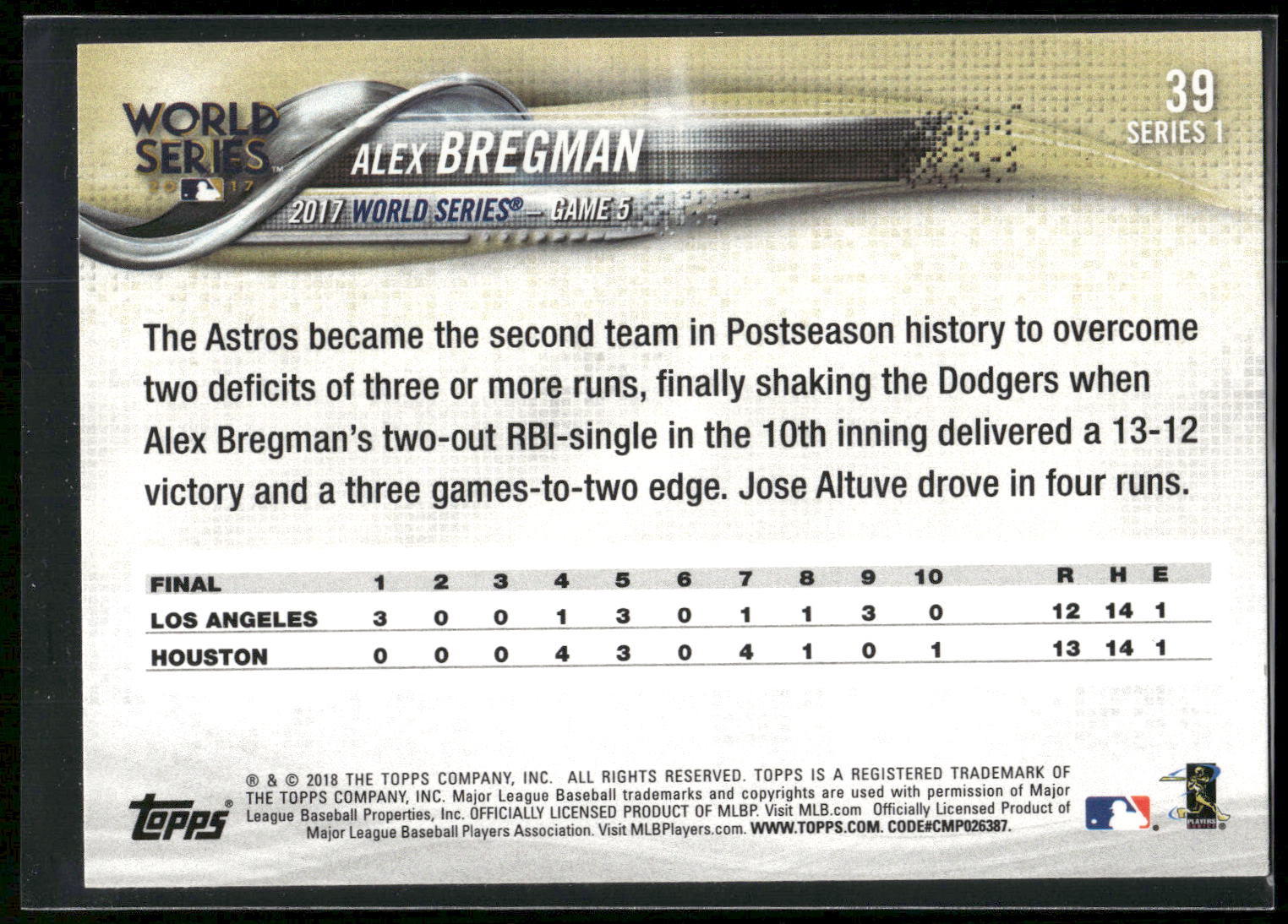 2018 Topps #39 Alex Bregman