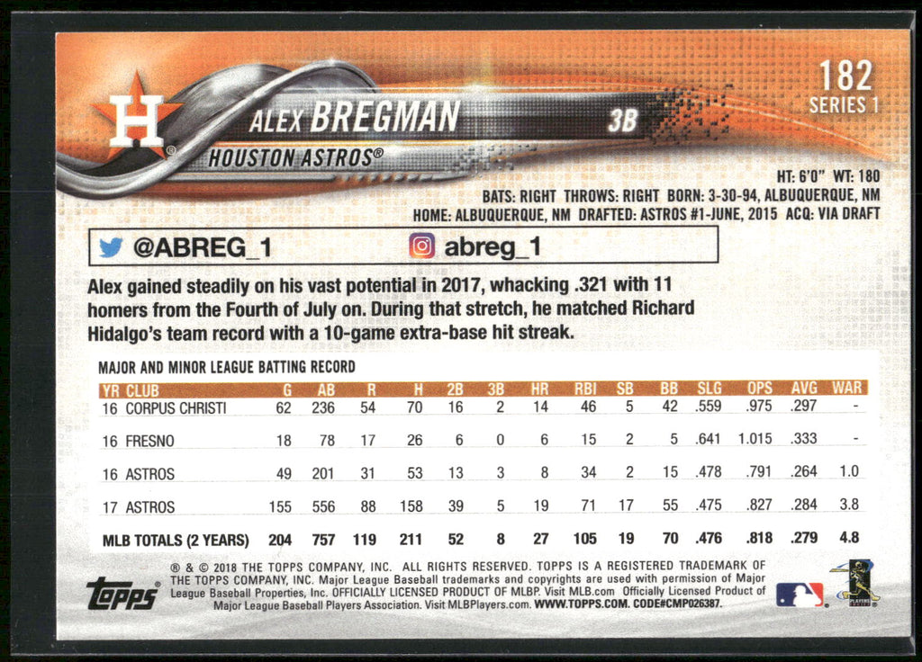 2018 Topps #182 Alex Bregman