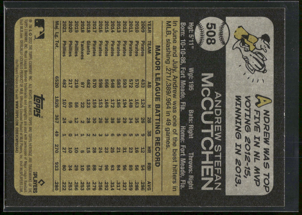 2022 Topps Heritage #508 Andrew McCutchen