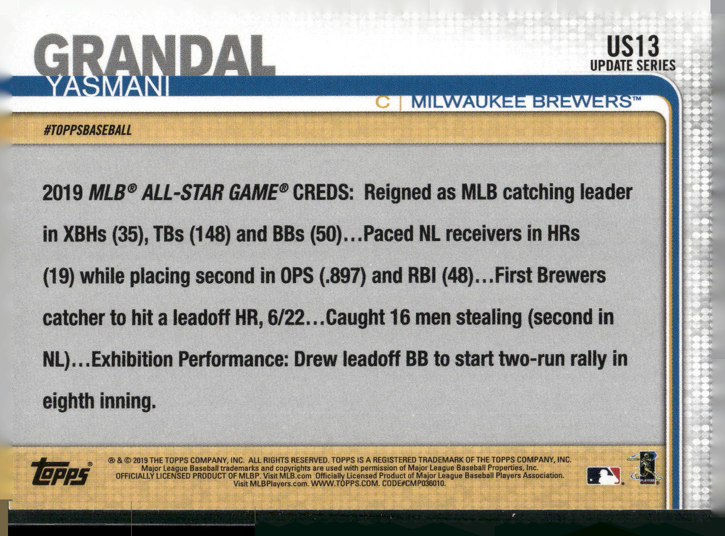 2019 Topps Update #US13 Yasmani Grandal
