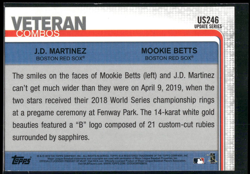 2019 Topps Update #US246 Iced Out (Mookie Betts / J.D. Martinez)