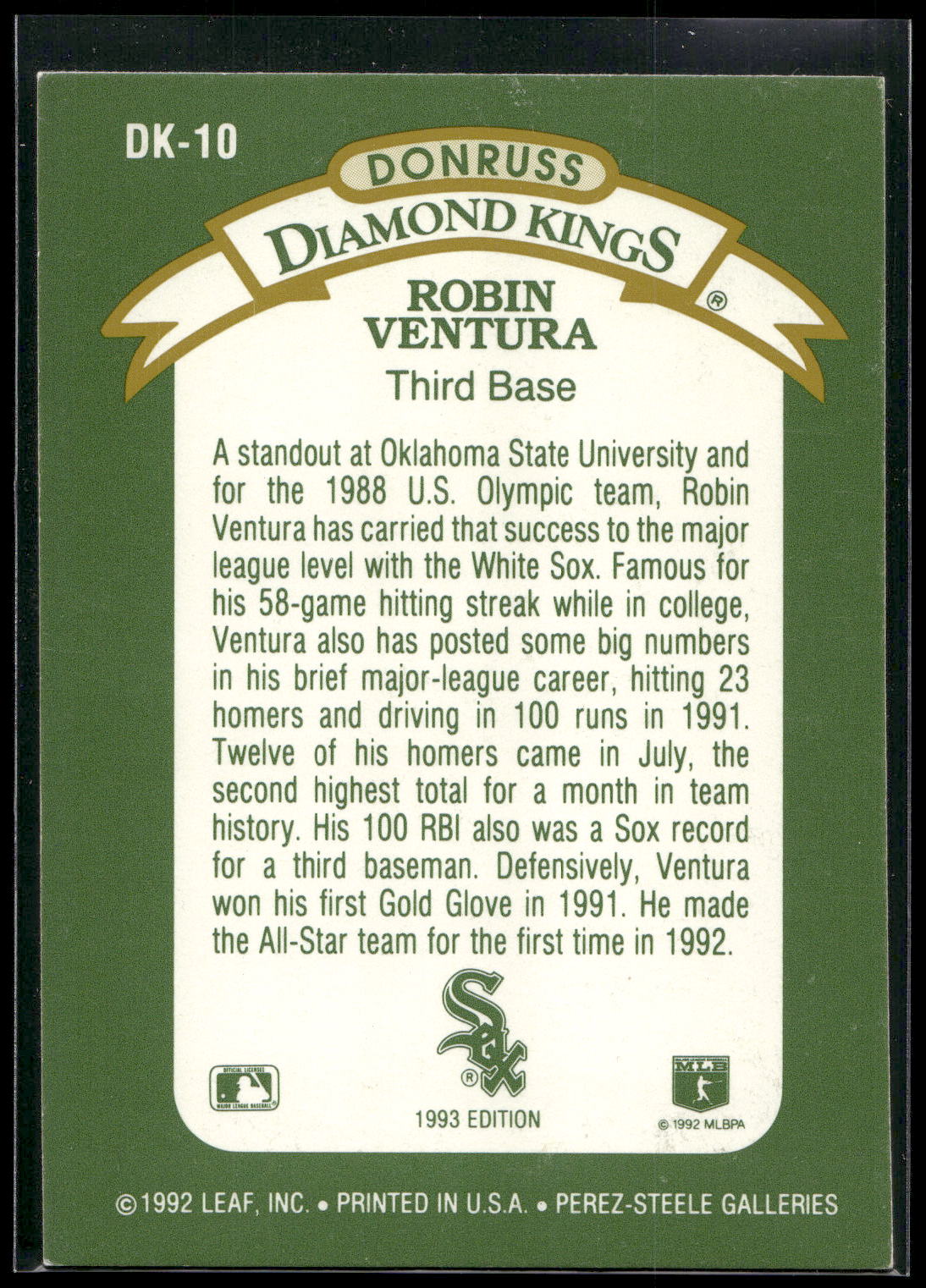 1993 Donruss #DK-10 Robin Ventura Diamond Kings