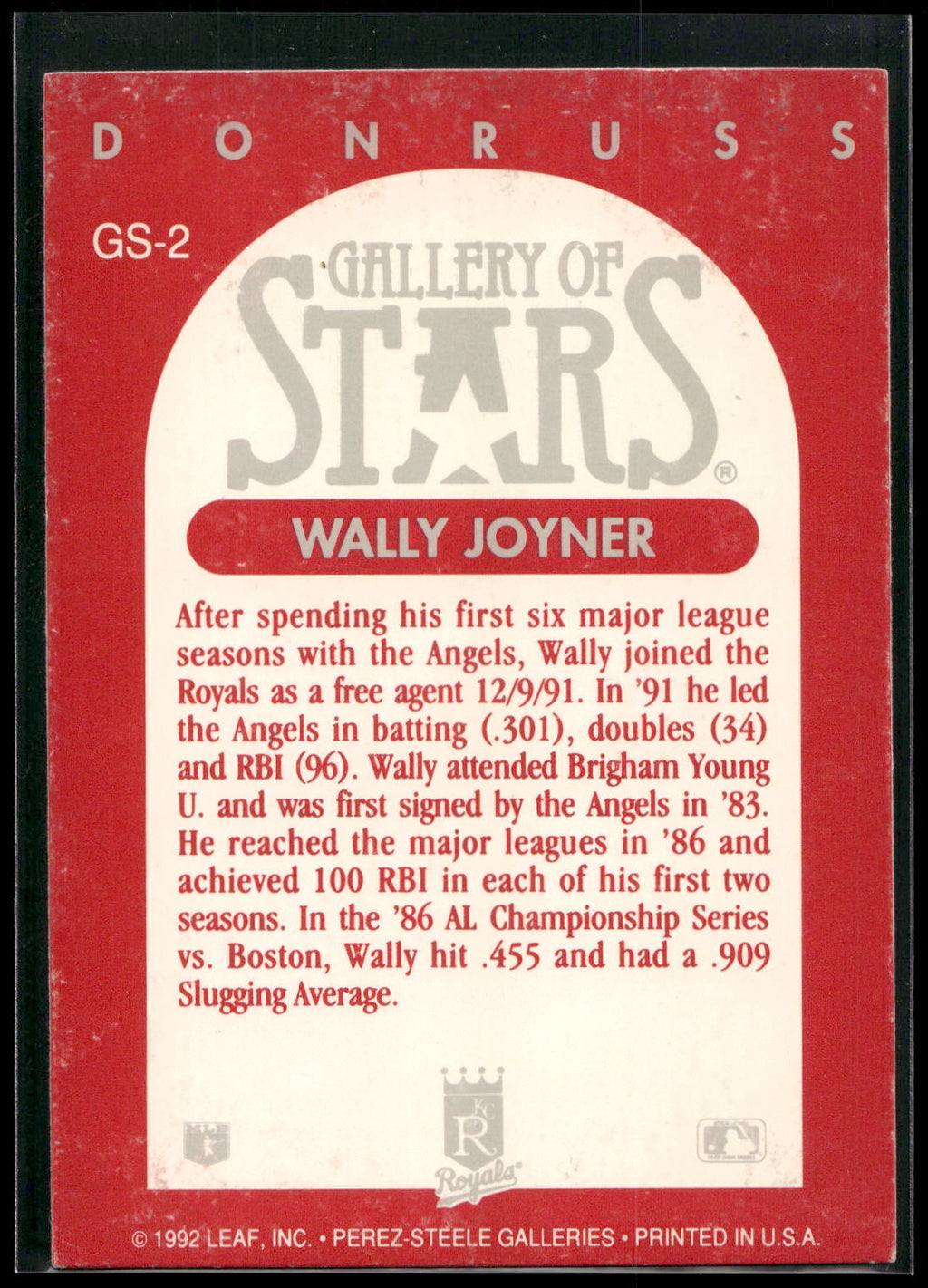 1992 Triple Play #GS-2 Wally Joyner Gallery of Stars