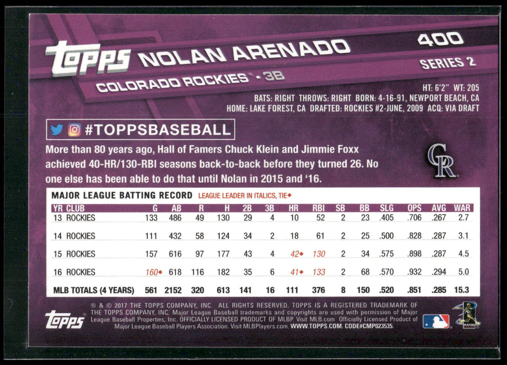 2017 Topps #400 Nolan Arenado