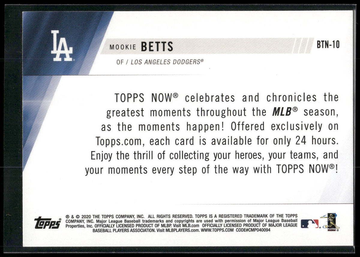 2020 Topps #BTN-10 David Price / Mookie Betts Best of Topps Now