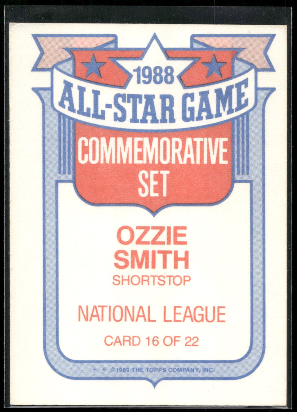 1989 Topps #16 Ozzie Smith Glossy All-Stars