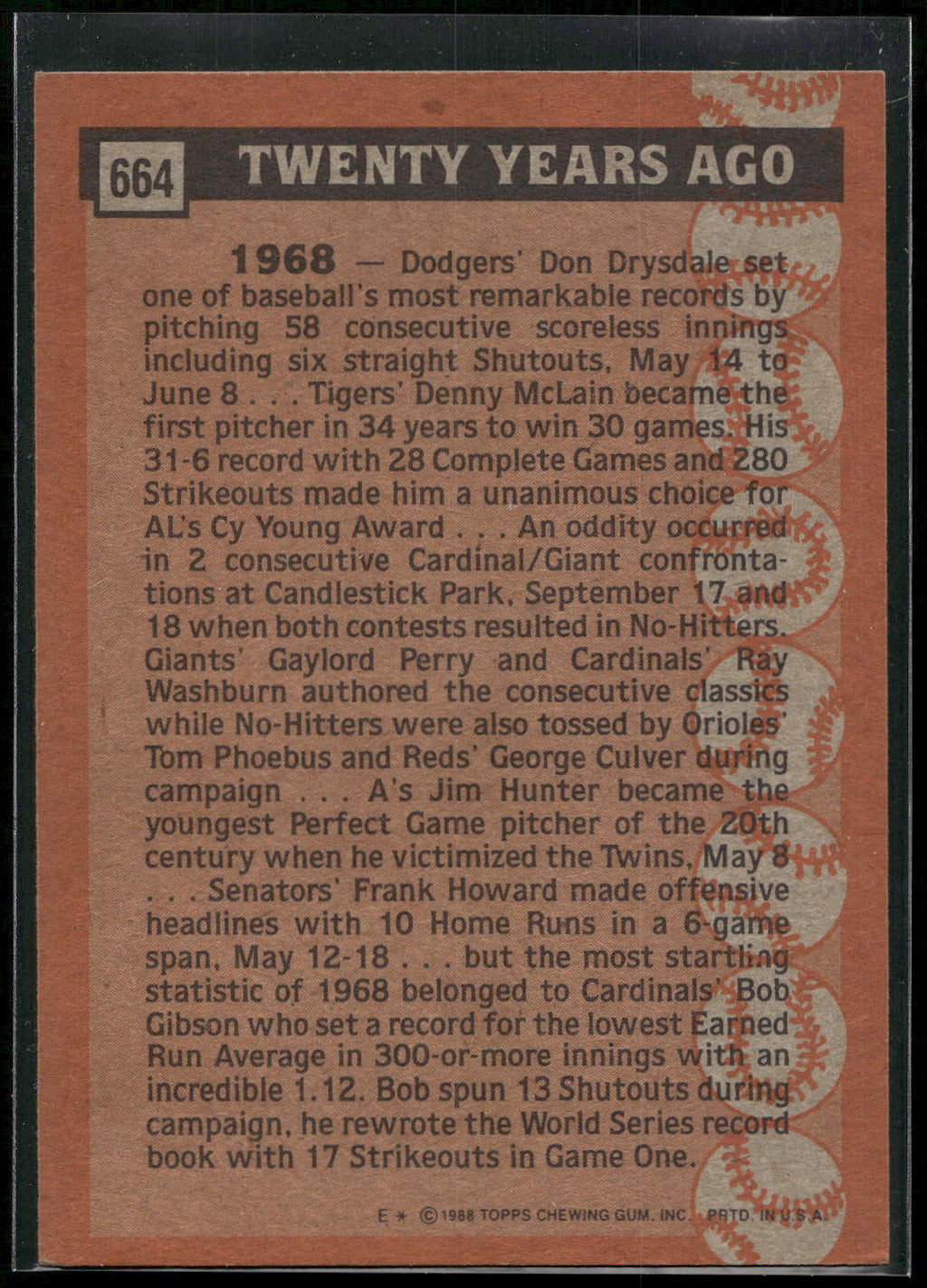 1988 Topps #664 Bob Gibson