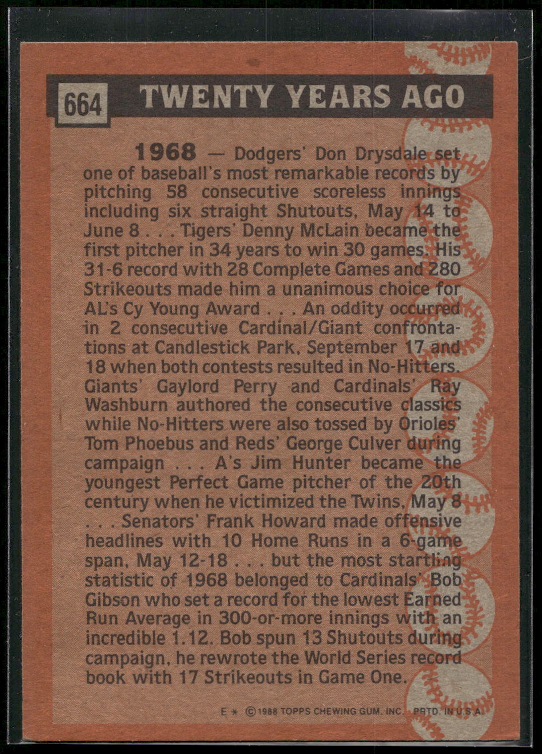 1988 Topps #664 Bob Gibson