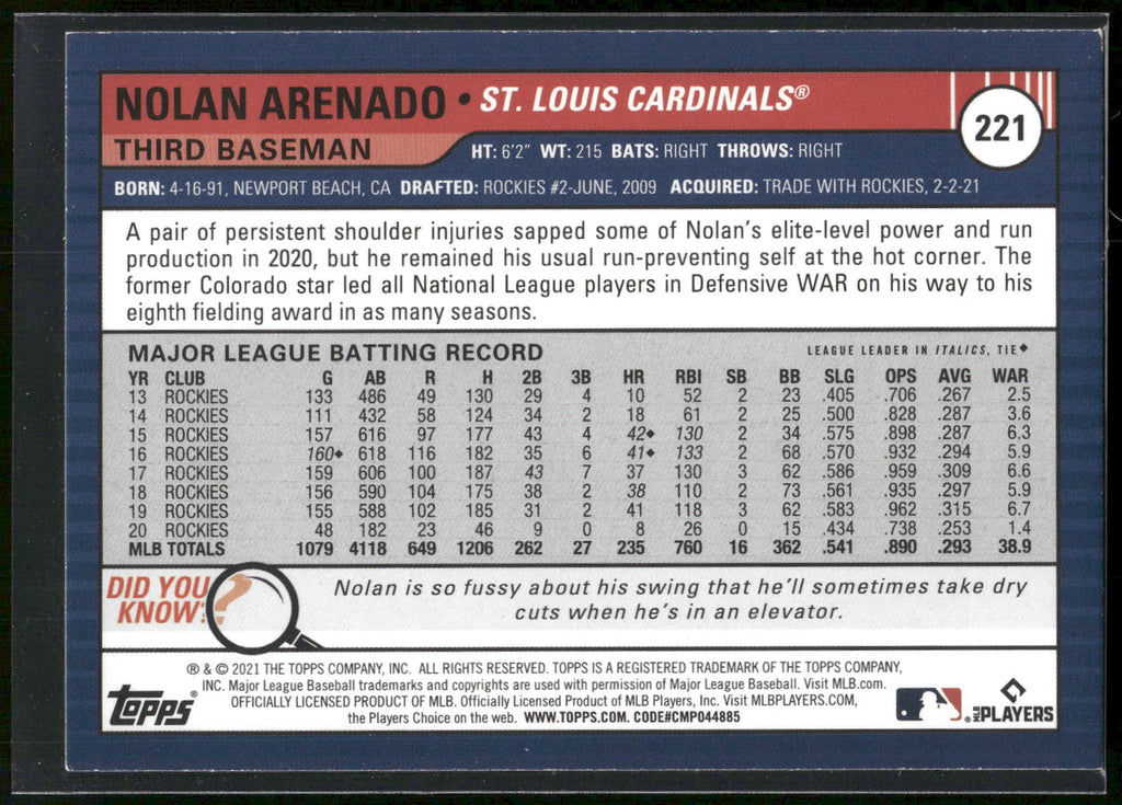 2021 Topps Big League #221 Nolan Arenado