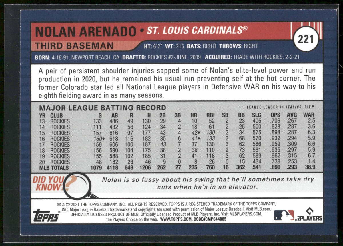 2021 Topps Big League #221 Nolan Arenado