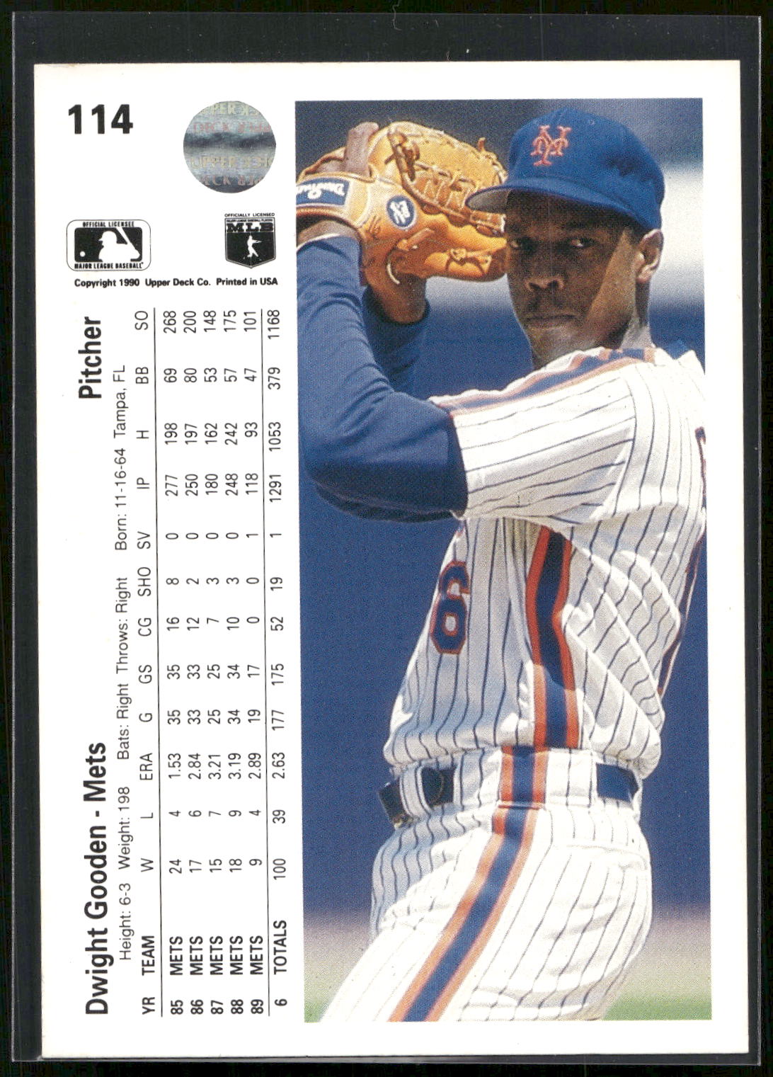 1990 Upper Deck #114a Dwight Gooden