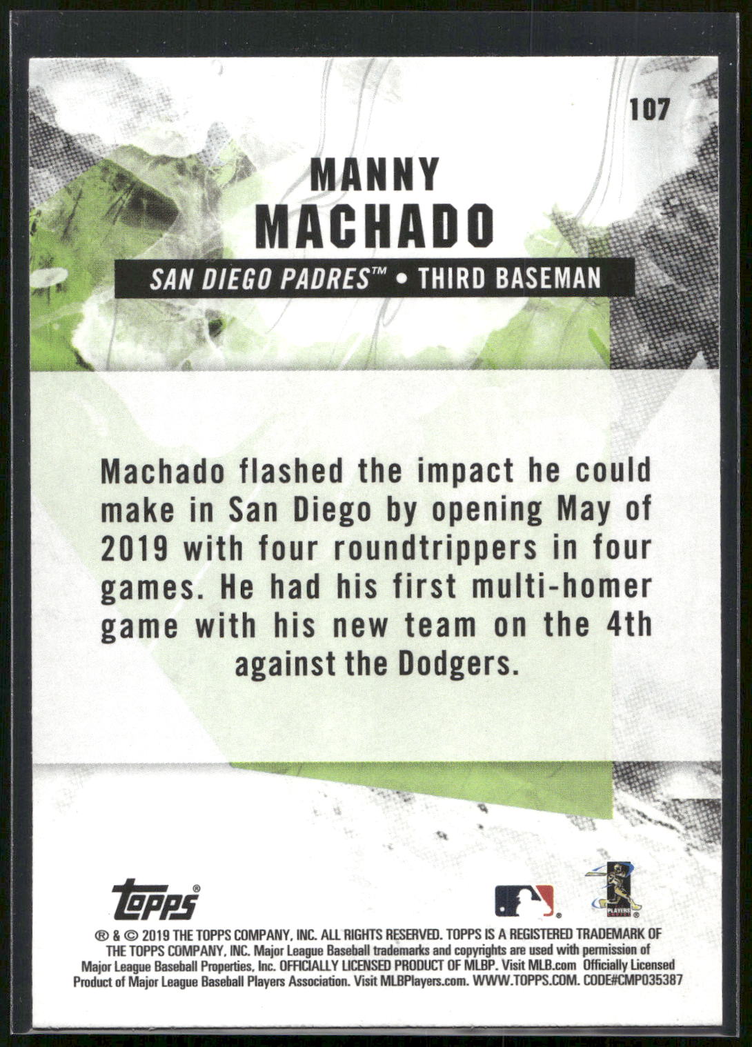 2019 Topps Fire #107 Manny Machado
