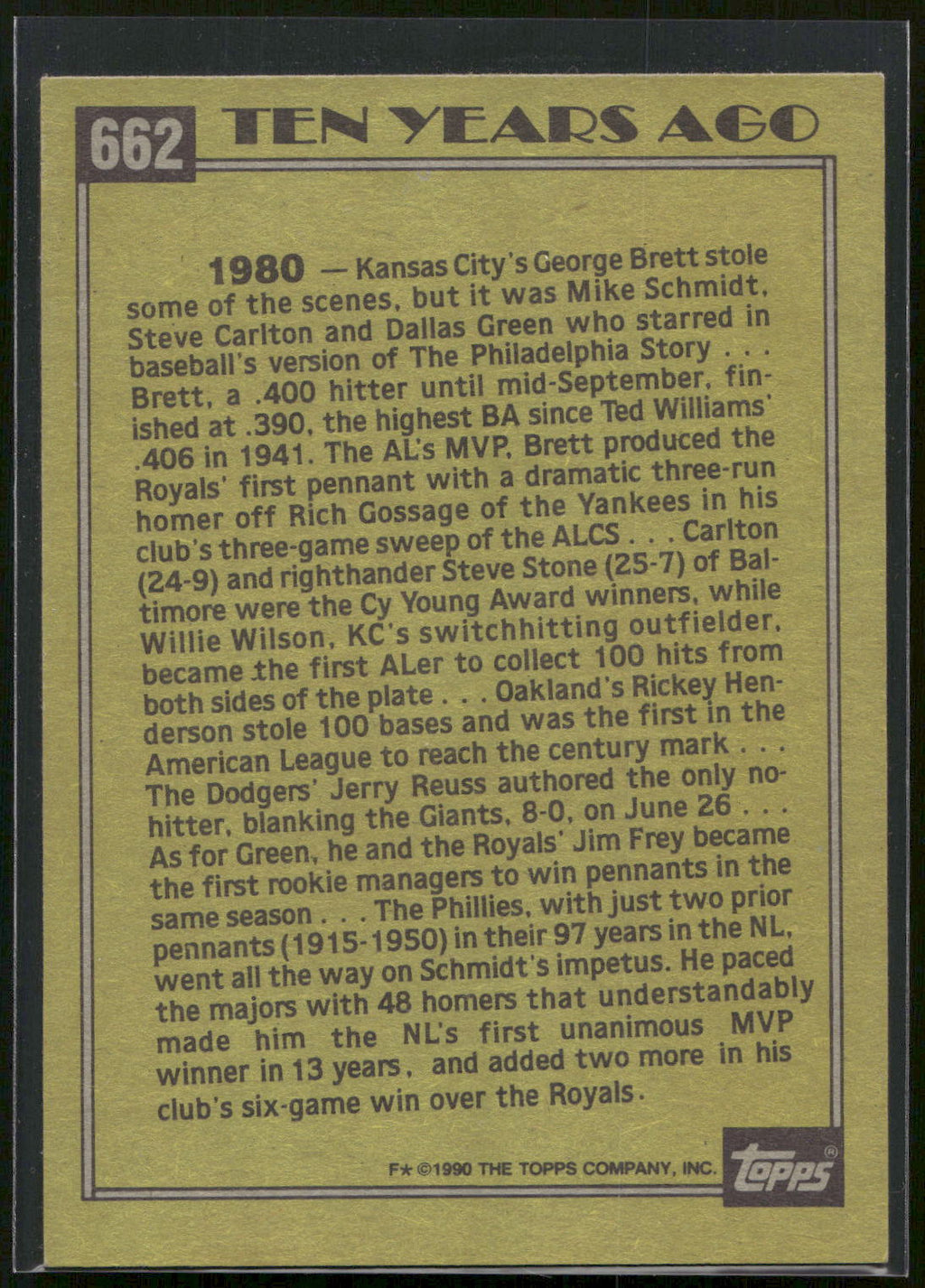 1990 Topps #662 Mike Schmidt