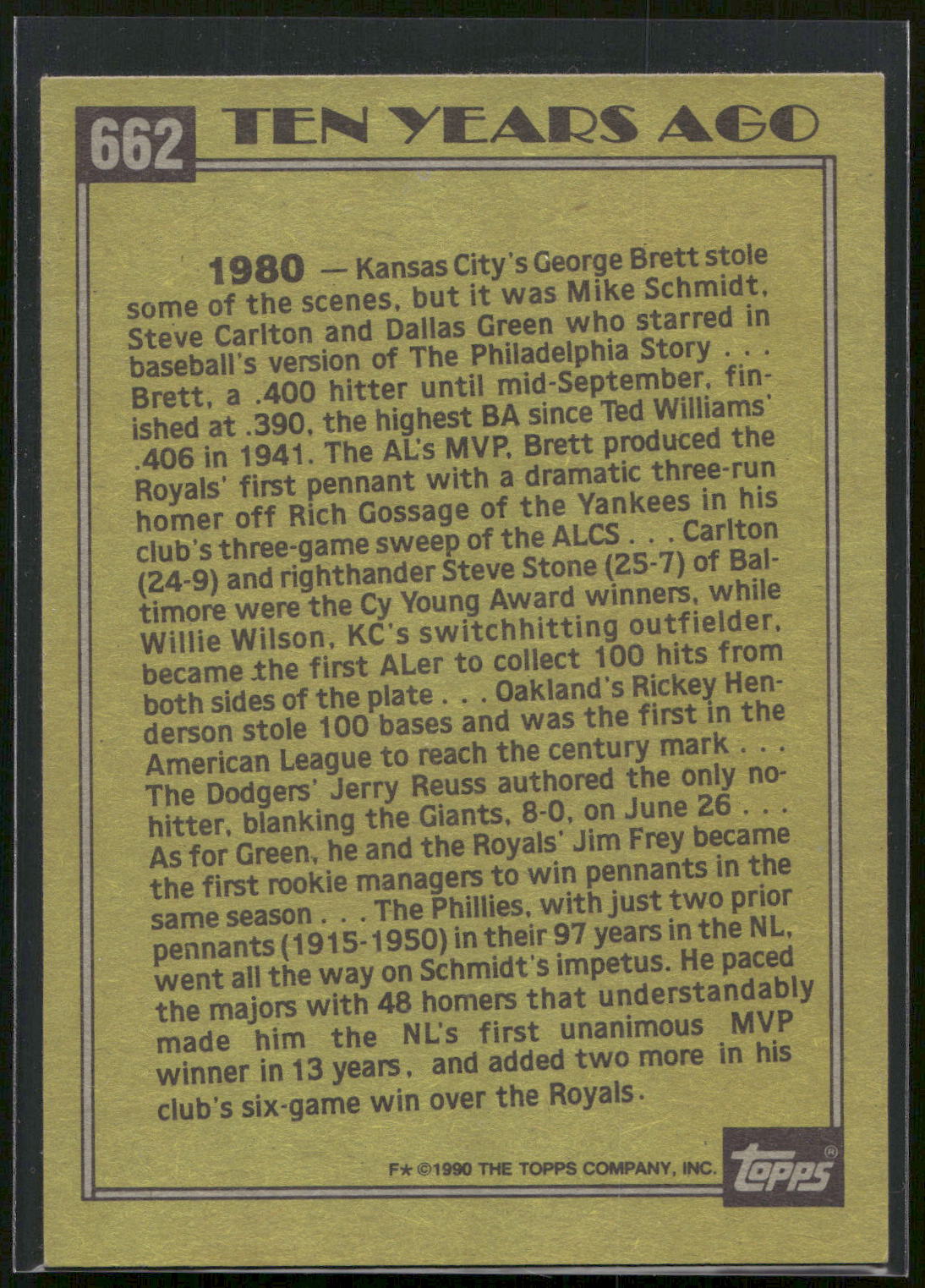 1990 Topps #662 Mike Schmidt