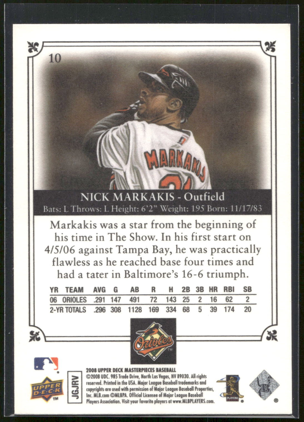 2008 Upper Deck Masterpieces #10 Nick Markakis