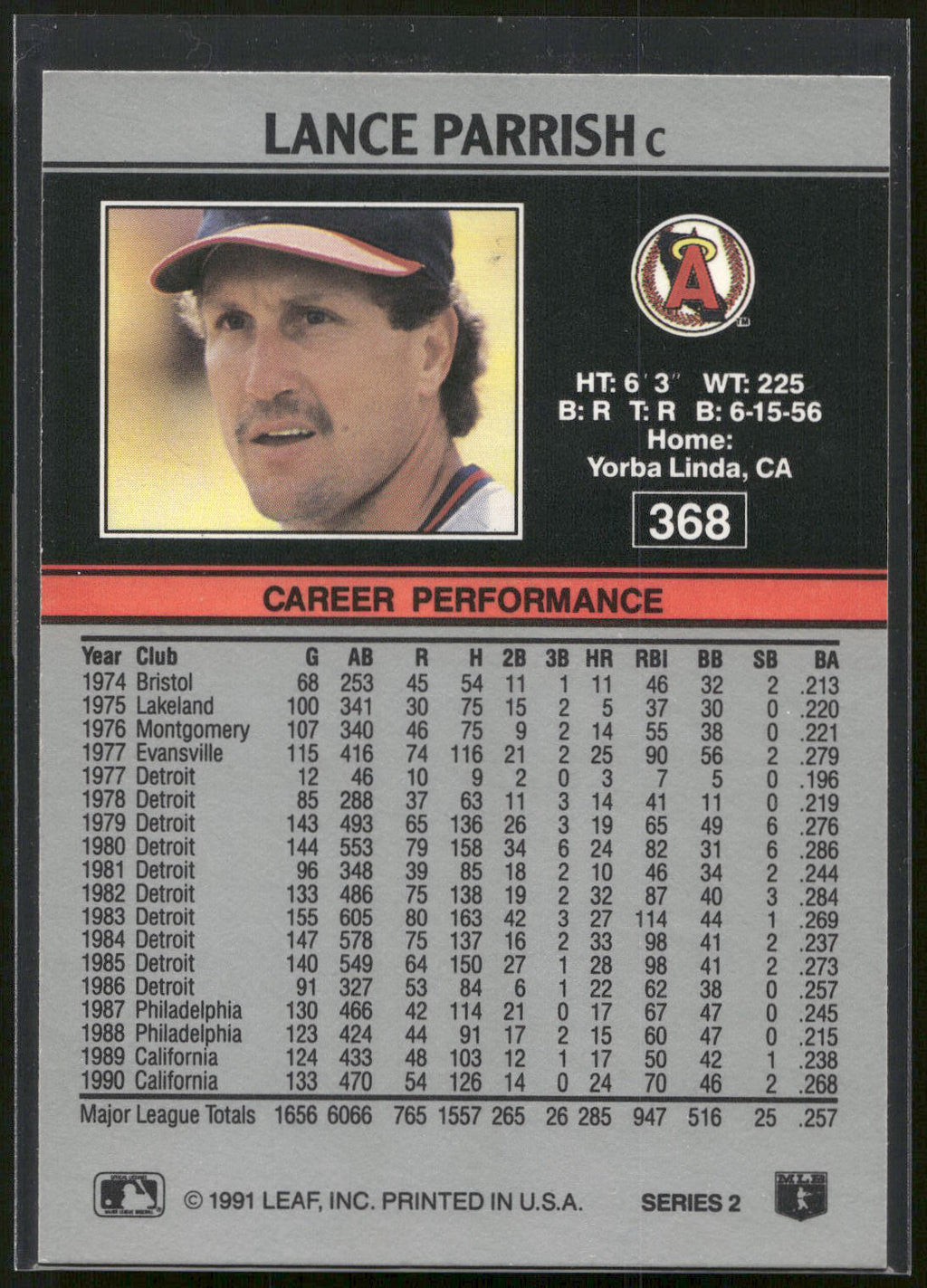 1991 Leaf #368 Lance Parrish