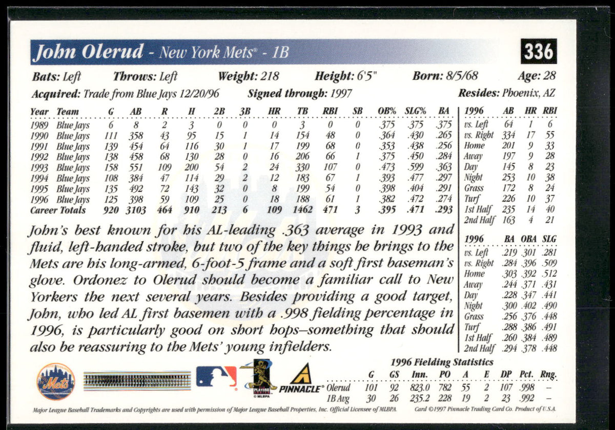 1997 Score #336 John Olerud