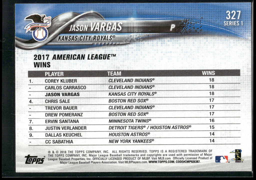 2018 Topps #327 Jason Vargas