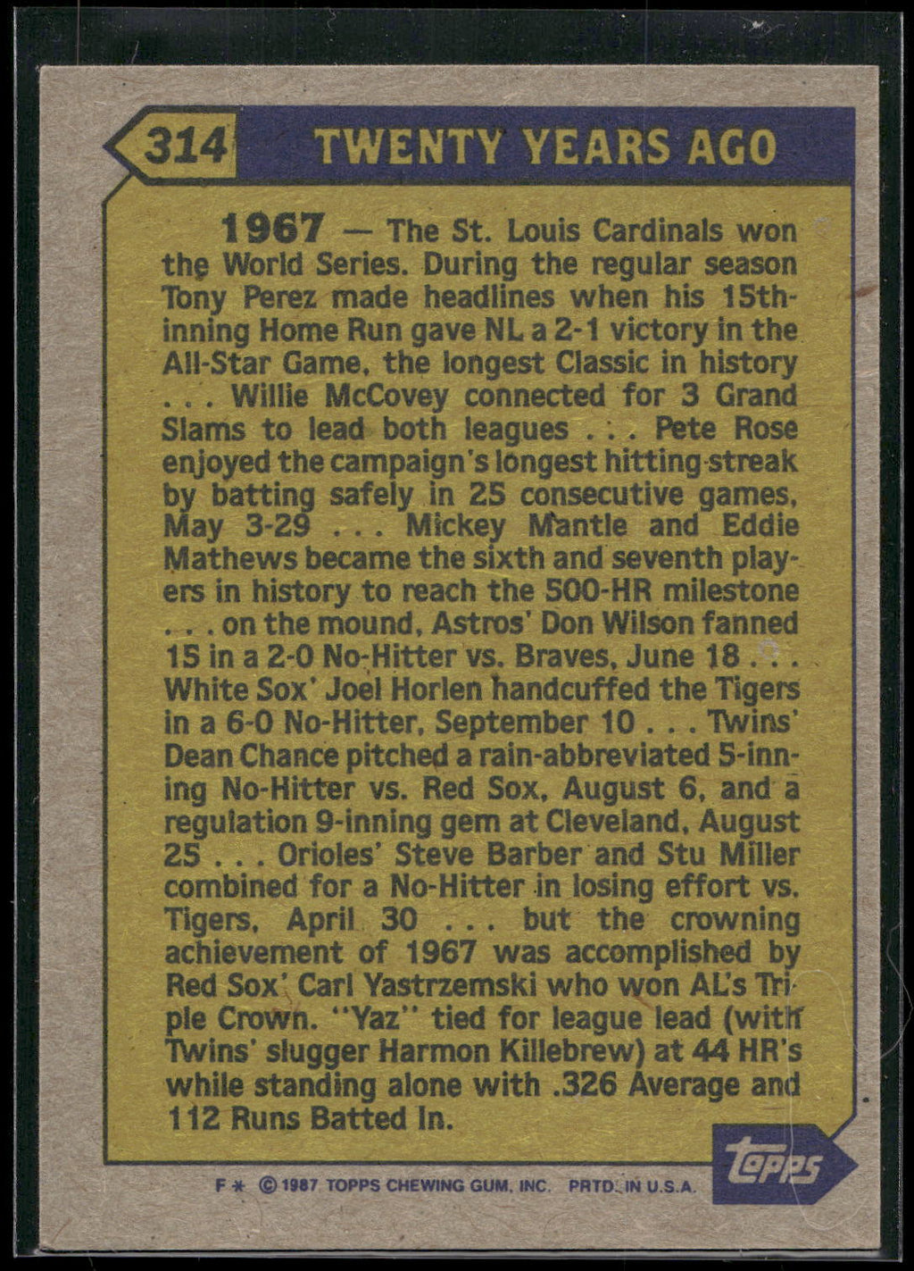 1987 Topps #314 Carl Yastrzemski