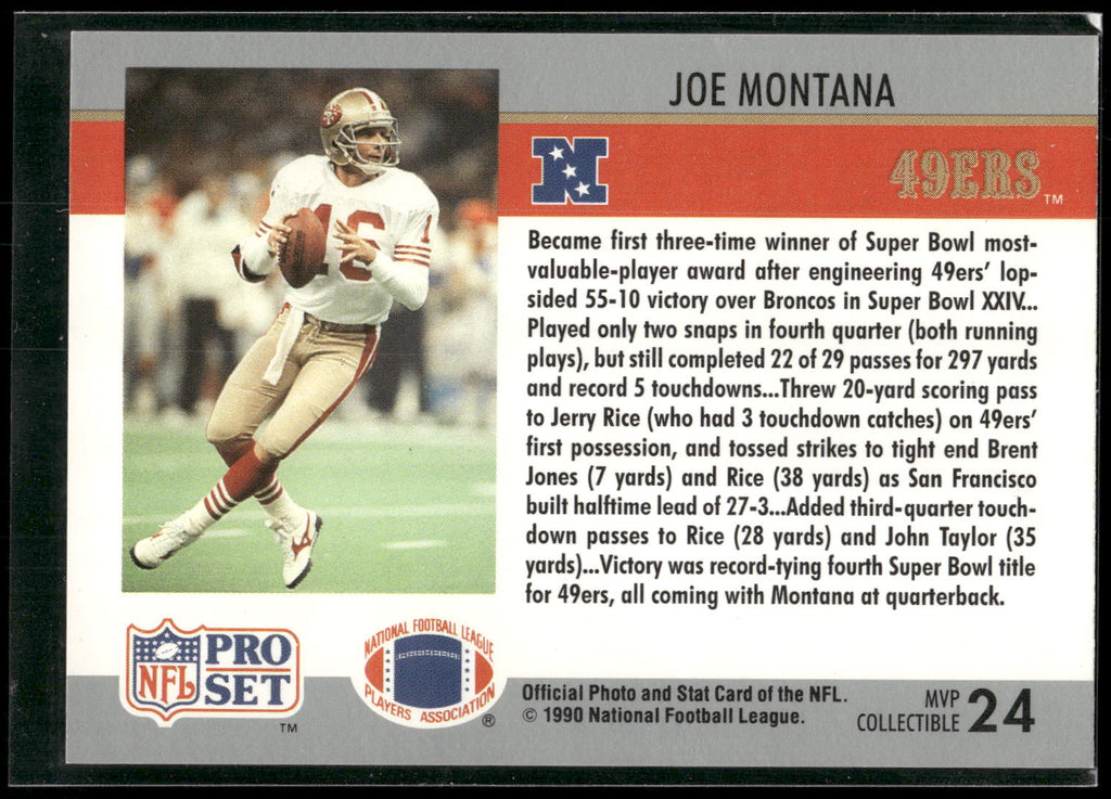 1990 Pro Set #24 Joe Montana Super Bowl MVP Collectibles