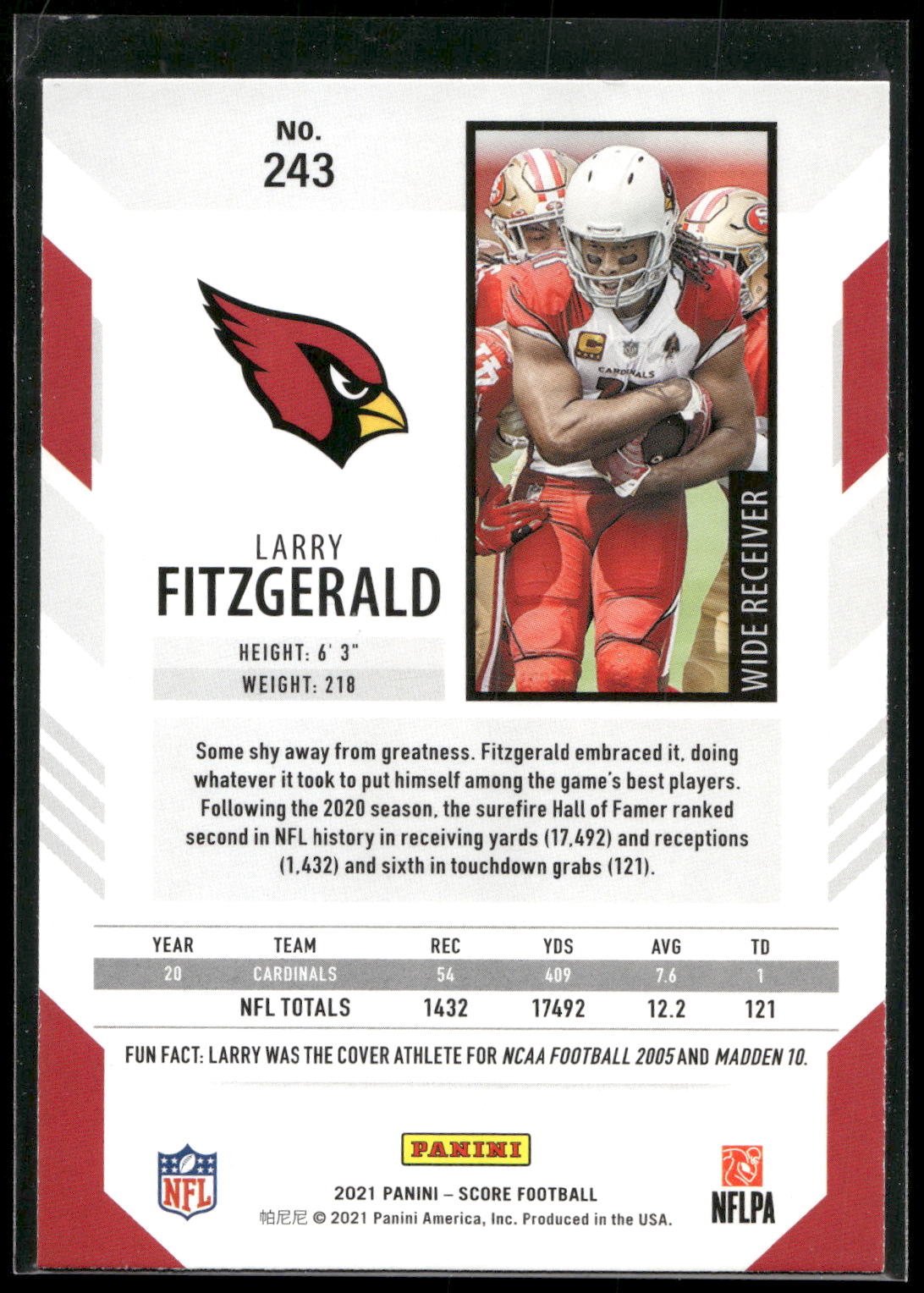 2021 Score #243 Larry Fitzgerald