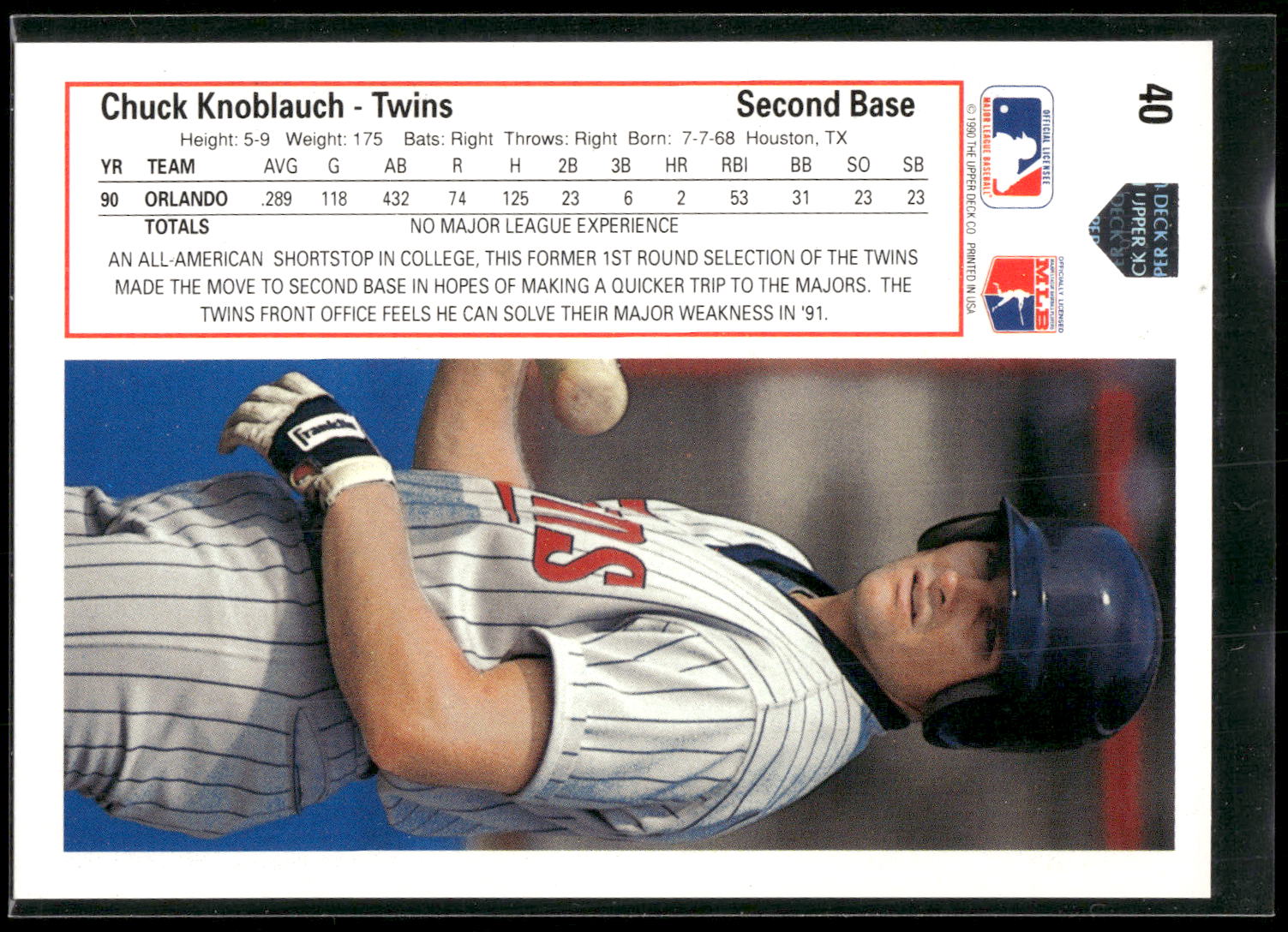 1991 Upper Deck #40 Chuck Knoblauch