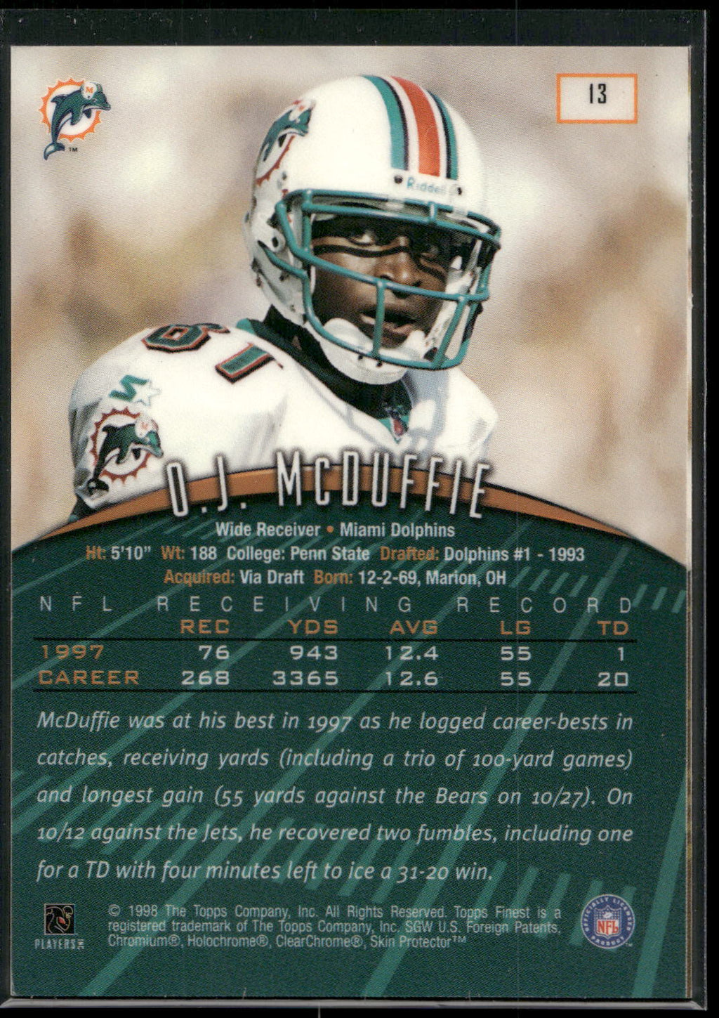 1998 Finest #13 O.J. McDuffie