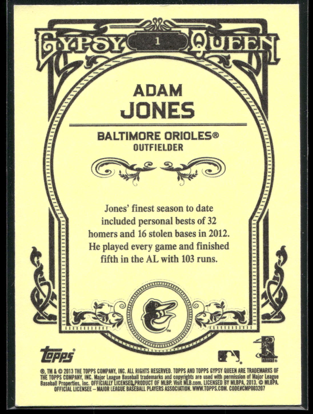 2013 Topps Gypsy Queen #1 Adam Jones