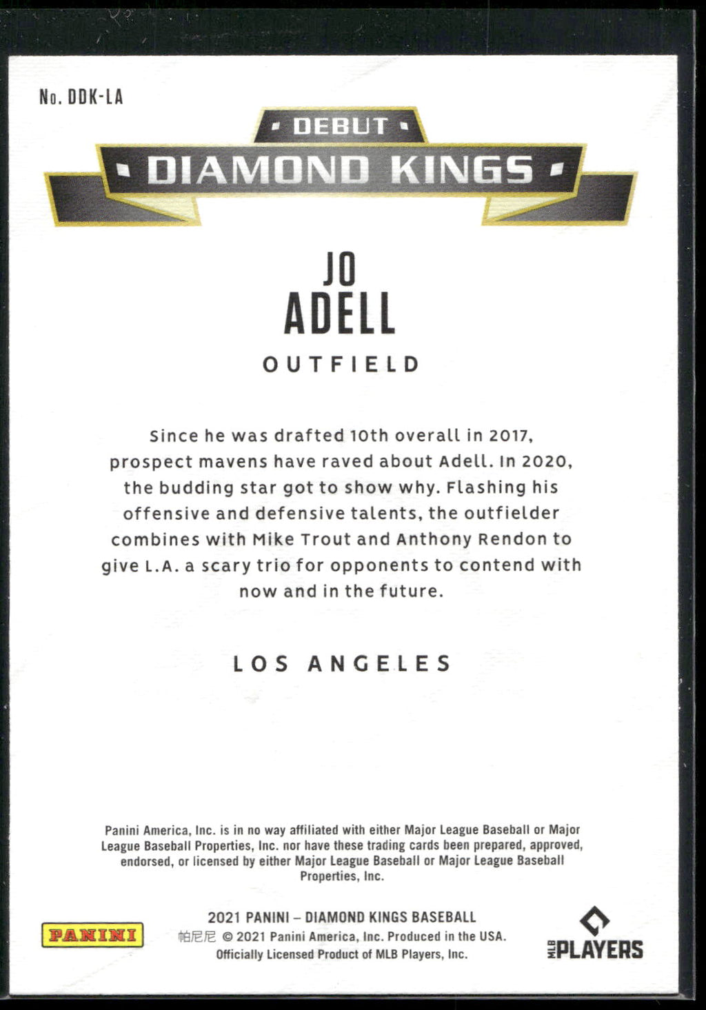 2021 Panini Diamond Kings #DDK-LA Jo Adell Debut Diamond Kings