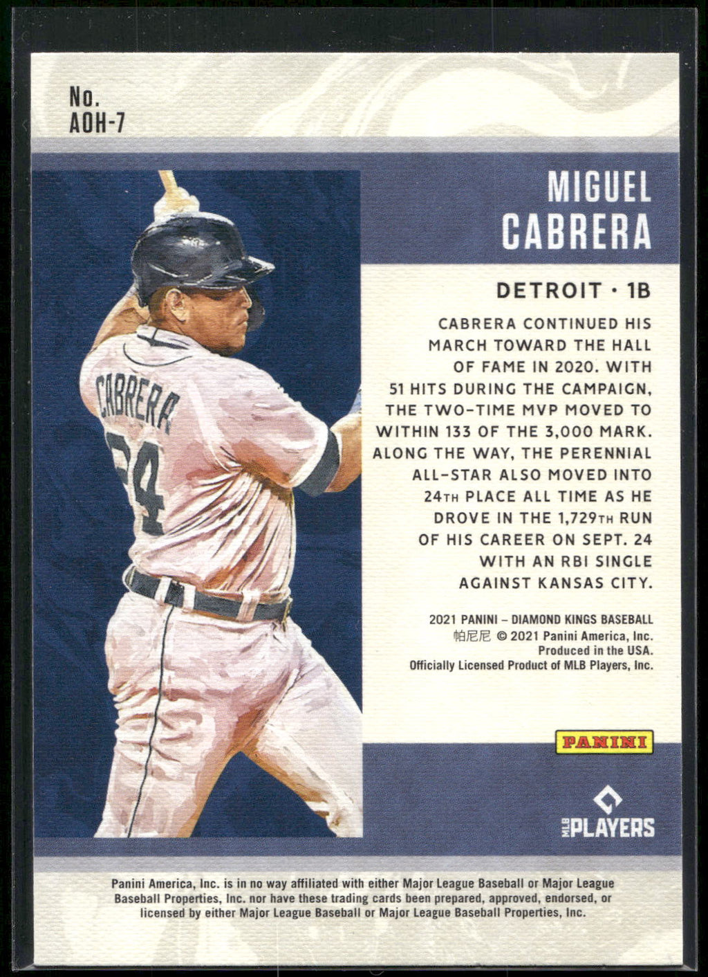 2021 Panini Diamond Kings #AOH-7 Miguel Cabrera The Art of Hitting