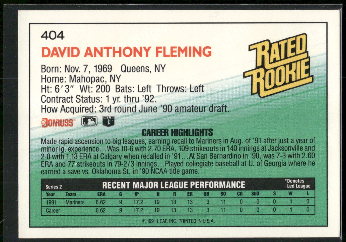 1992 Donruss #404 Dave Fleming