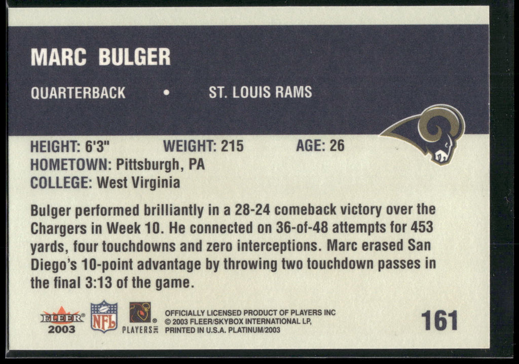2003 Fleer Platinum #161 Marc Bulger