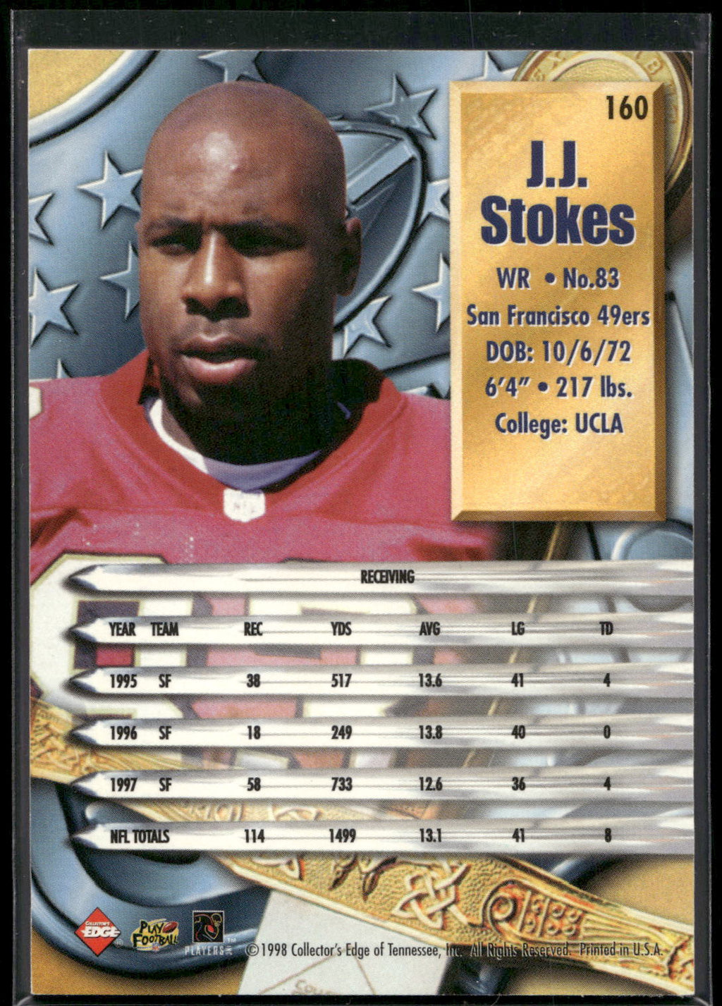 1998 Collector's Edge Supreme Season Review #160 J.J. Stokes Gold Ingot