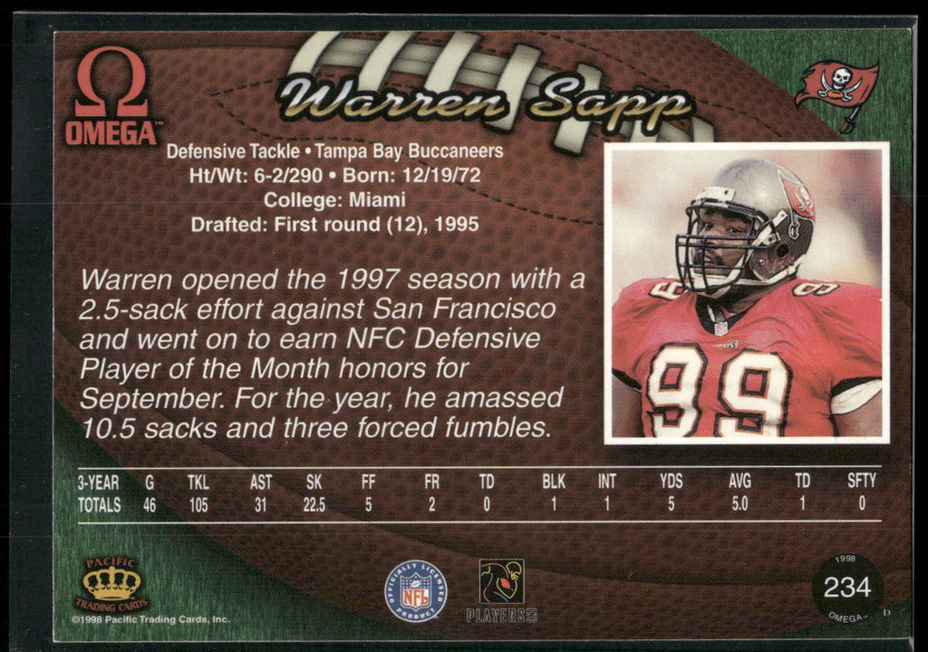 1998 Pacific Omega #234 Warren Sapp