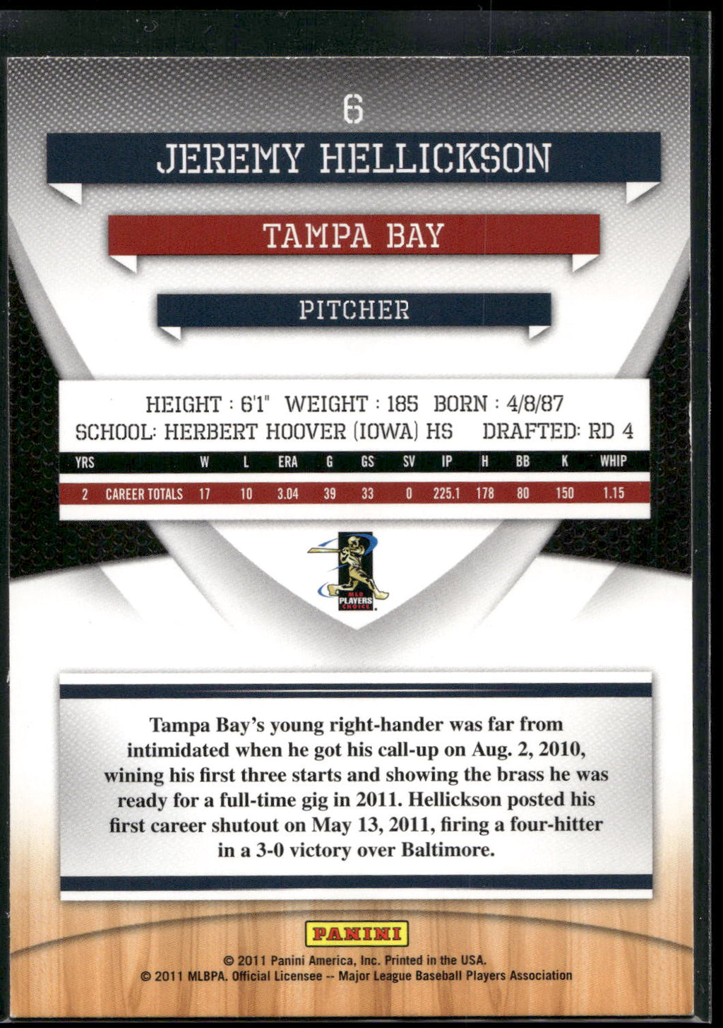 2011 Donruss Elite Extra Edition #6 Jeremy Hellickson