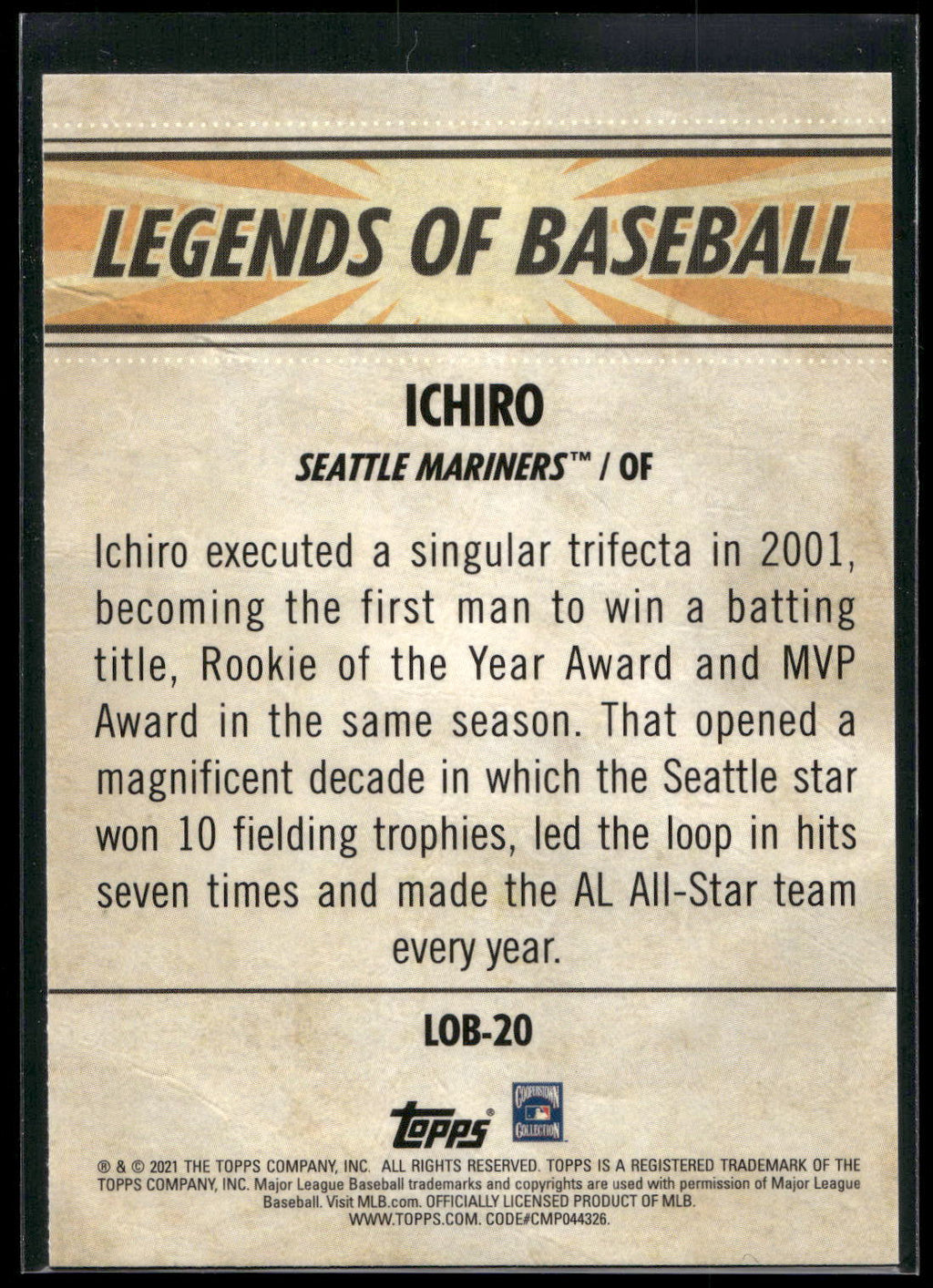 2021 Topps Opening Day #LOB-20 Ichiro Legends of Baseball