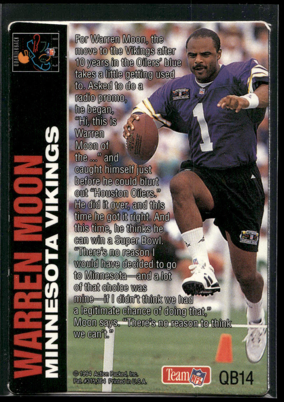 1994 Action Packed #QB14 Warren Moon Quarterback Club
