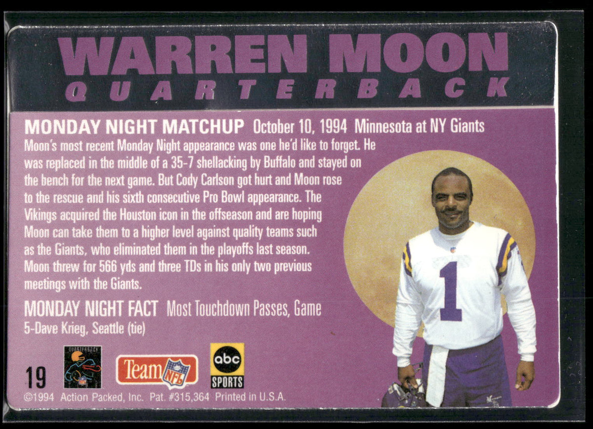 1994 Action Packed Monday Night Football #19 Warren Moon